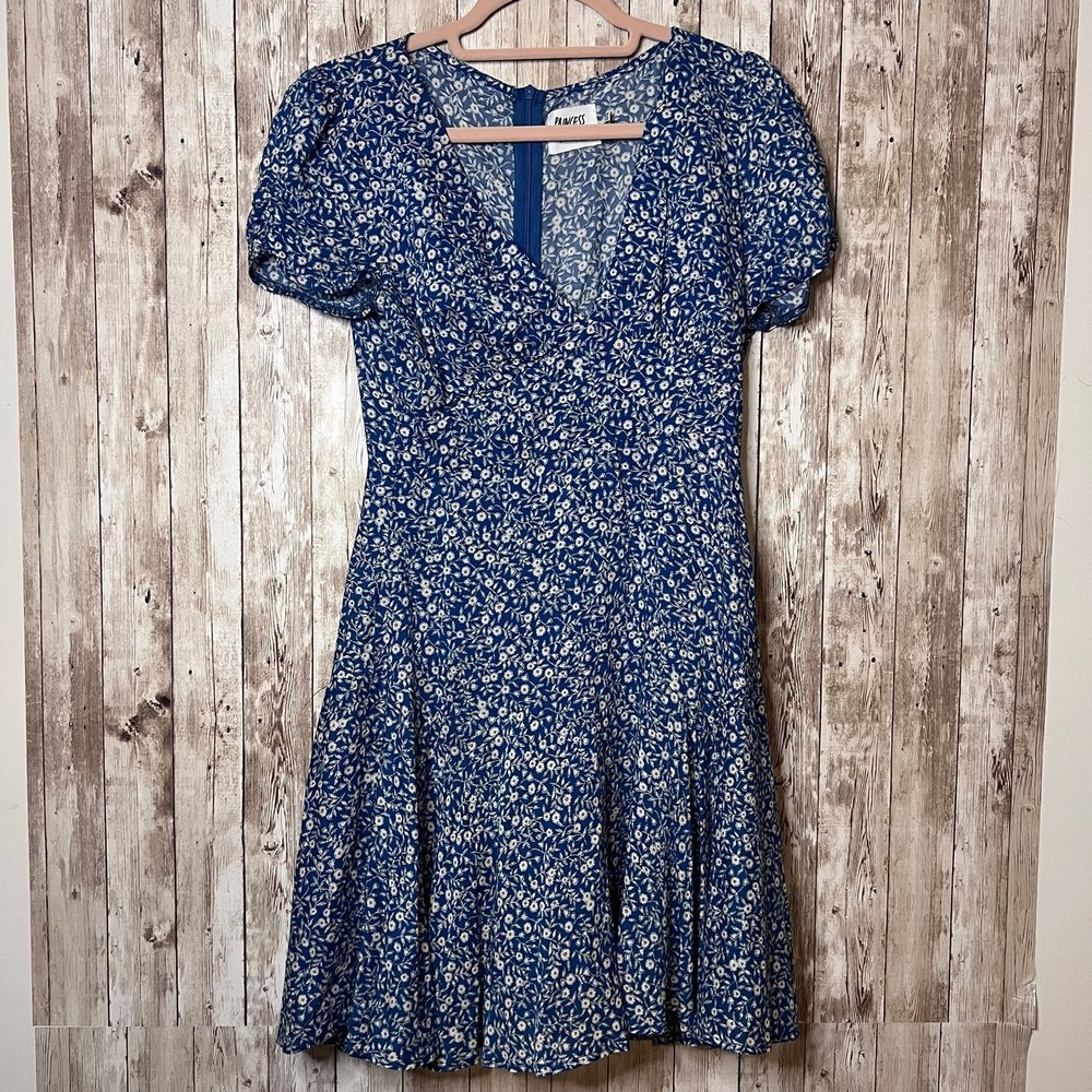 Princess Polly Blue Floral Dress - Size 4